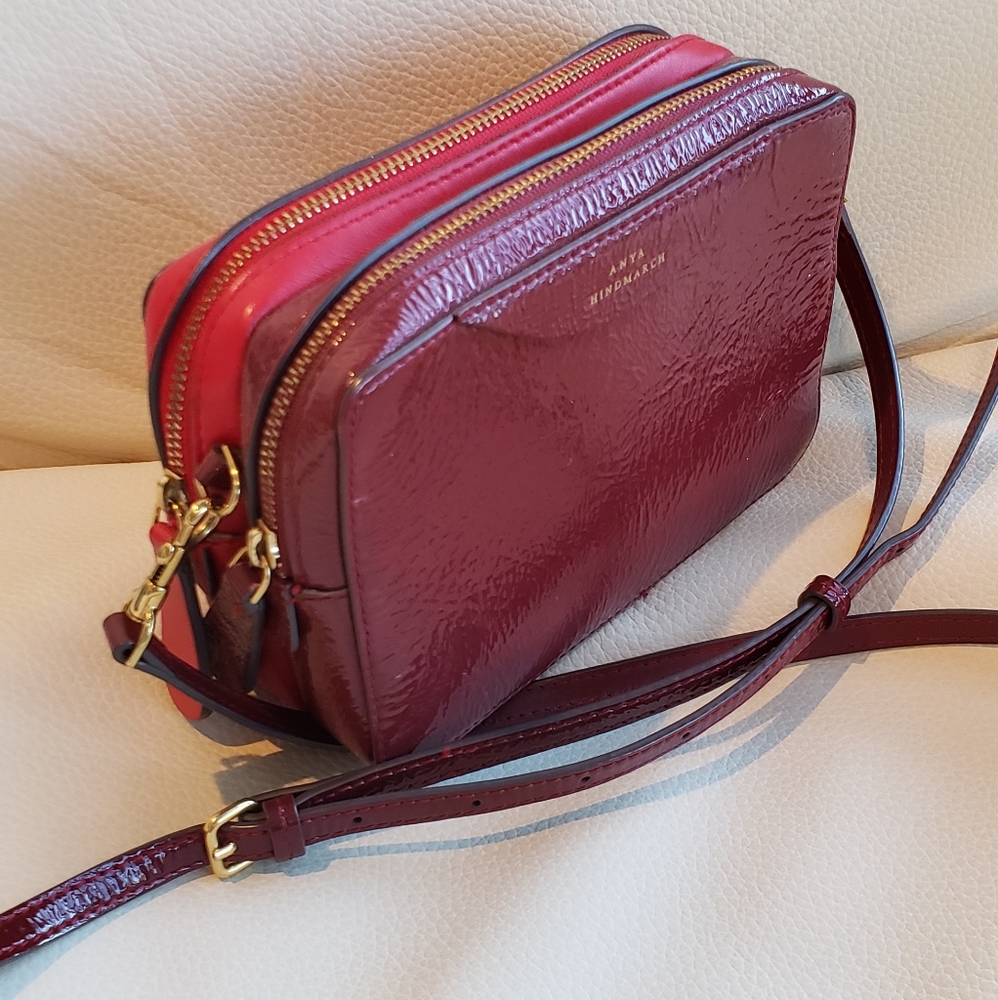 Anya Hindmarch red and burgundy Double Wallet crossbody